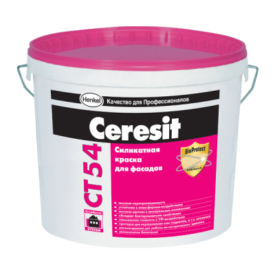 Краска фасадная силикатная CERESIT СТ 54 15 л